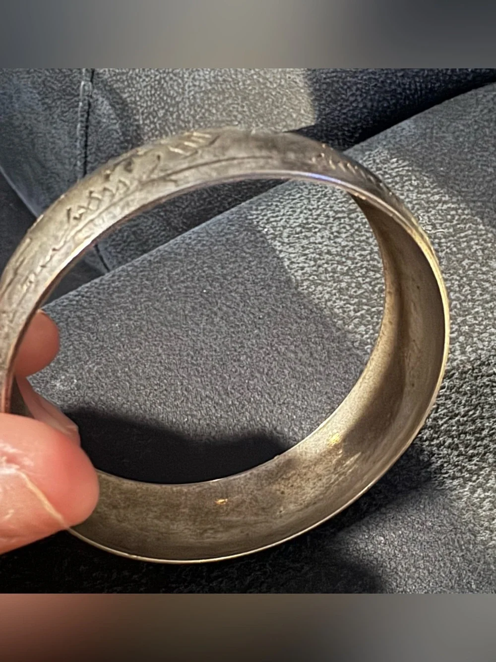 Etched Silver-Tone Bangle Bracelet